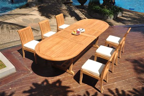 Grade A Teak Dining Set 6 Seater 7 Pc 118 Double Extension Mas Oval