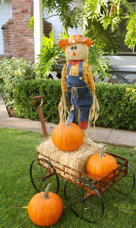 Scarecrow Wagon Straw And Pumpkins Fall Yard Decor Fall Decor