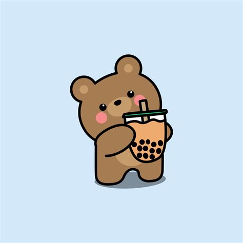 Cute Bear With Bubble Tea Cartoon Vector Illustration 6936456 Vector