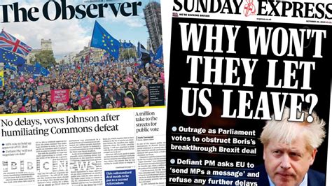 Newspaper Headlines Boris Johnsons Brexit Letter Makes Headlines