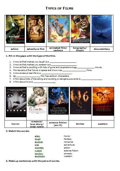 Let S Watch A Movie Movie Genres Worksheet Artofit
