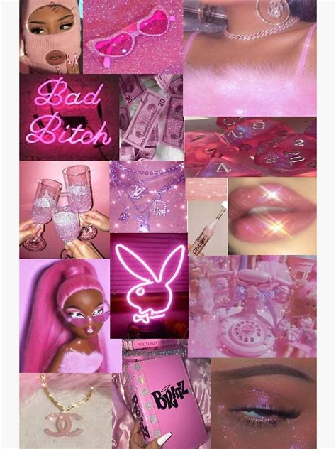 Pink Baddie Aesthetic Poster Poster By Mya Joy Redbubble