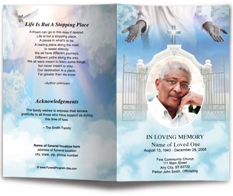 Open Arms Funeral Program Template Funeral Programs The Funeral