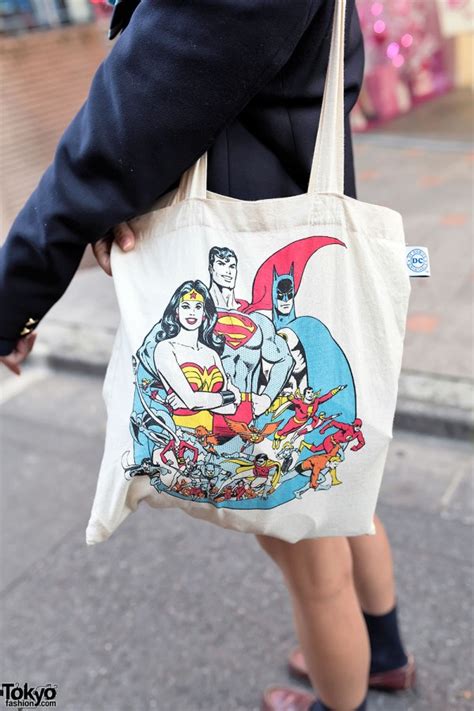 Harajuku Girl In Japanese School Uniform W Dc Comics Tote Bag