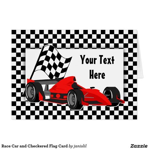 Race Car And Checkered Flag Card Cars Theme Birthday Party Race Car