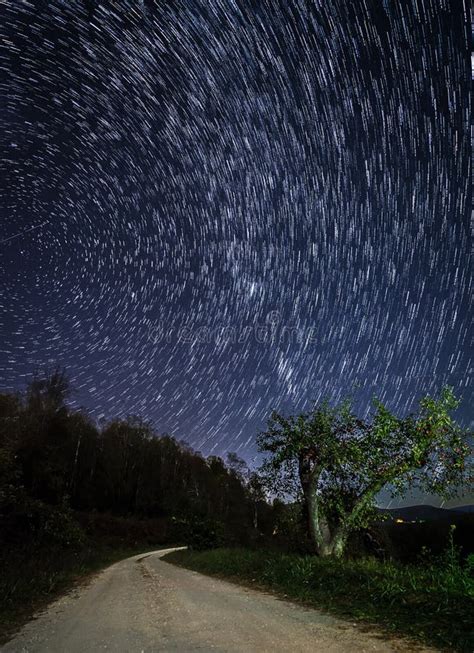 Star Trails Over The Blue Ridge Mountains Stock Photo Image Of