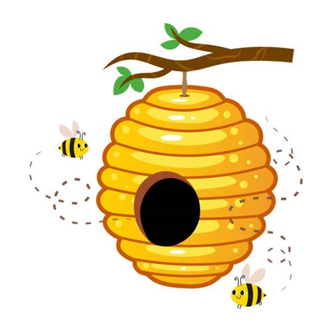 Cartoon Of A Bee Hives In Trees Illustrations Royalty Free Vector