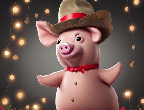 Premium Ai Image A Pig Wearing A Cowboy Hat And A Cowboy Hat