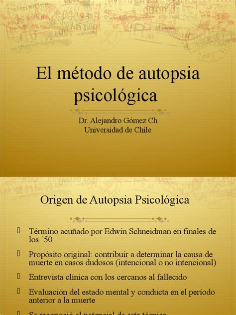 El Método De Autopsia Psicológica Origen Aplicaciones Y Perspectivas