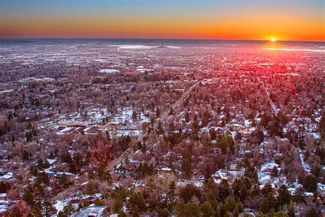 Winter Morning Sunrise Over Boulder Colorado University Photograph By