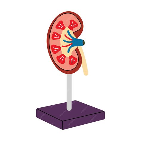 anatomie der flachen linie der menschlichen niere cartoon modell des inneren organs gesundheit
