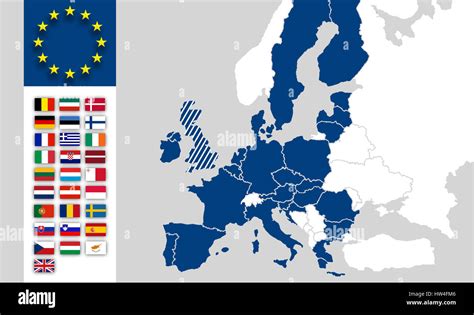 Mapa De La Ue Los Países De La Unión Europea Banderas Brexit Uk