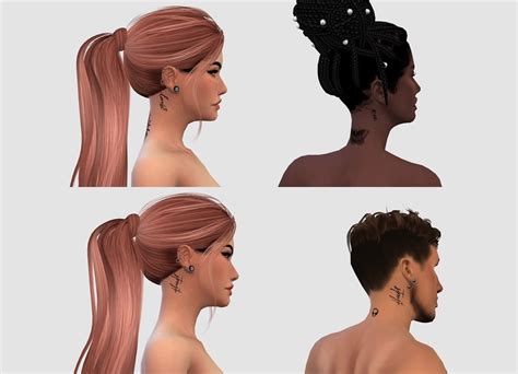 Phrases And Draws Neck Tattoo Izzy Sims Sims 4 Tattoos