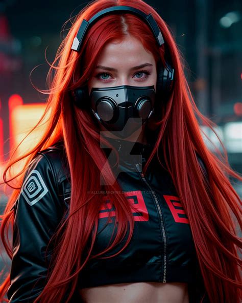 Gorgeous Redheaded Babe In Masks And Headphones By Allureandfire On