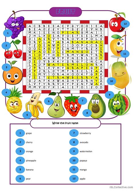 12 Fruit Wordsearch English ESL Worksheets Pdf Doc