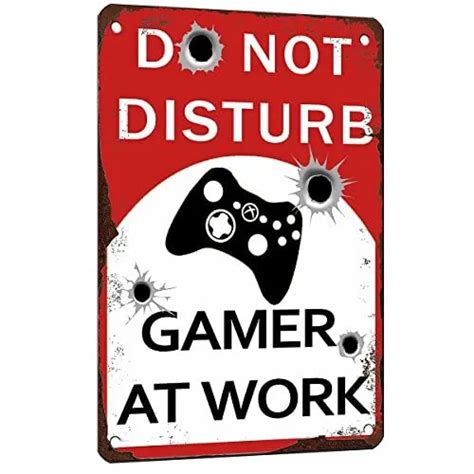 funny game room decor do not disturb gamer at work 12inch x 8inch metal tin sign 16 36 picclick