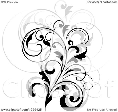 Clipart Of A Black Flourish With A Shadow 7 Royalty Free Vector