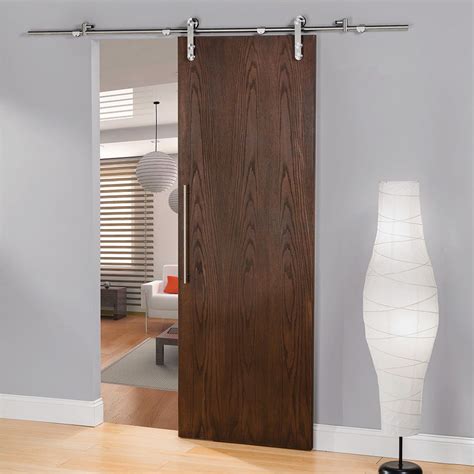 A rolling door design in which the hangers lie flush with the height of the header, making it another option for low clearance spaces. Rolling Barn Door Hardware Kit, Stainless Steel, Vertical ...