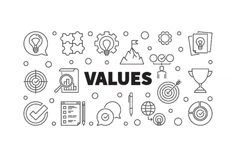 Values Concept Icon Illustration In Thin Line Style Premium Vector