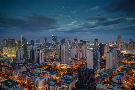 Manila City Skyline Nightview Manila Philippines Editorial