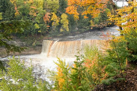 Tahquamenon Falls In Autumn Michigan Upper Peninsula Stock Photo
