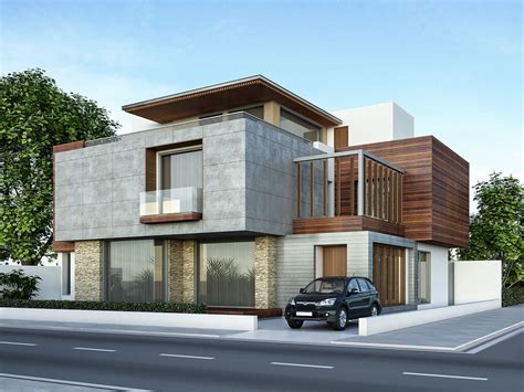 Architectural Previsualization Renders Small House Elevation Design