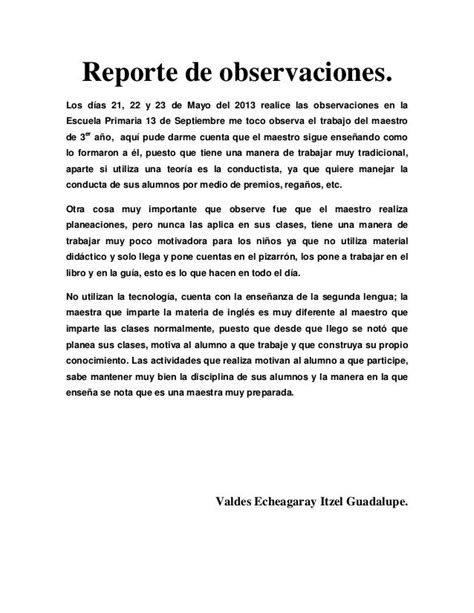 Reporte De Observaciones