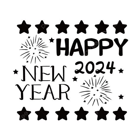 2024 New Year Font Decoration Stars New Year Font Two Thousand And