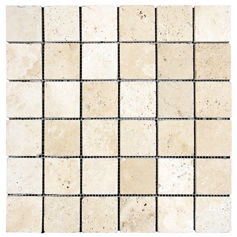 2x2 Ivory Travertine Mosaic Tile Tumbled Dw Tile And Stone