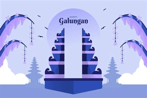 Free Vector Flat Background For Galungan Celebration