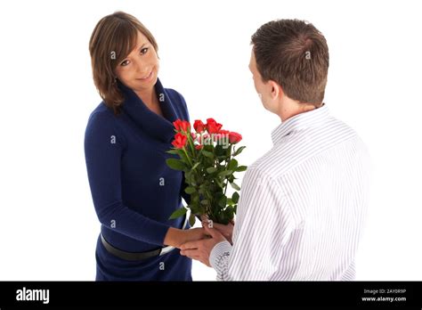 Giving A Red Rose Cut Out Stock Images And Pictures Alamy