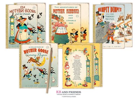 Vintage Mother Goose Nursery Rhyme Book Covers 4 Digital Etsy