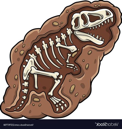 Cartoon Dinosaur Bones Dead Cartoon Dinosaur Stock Illustration