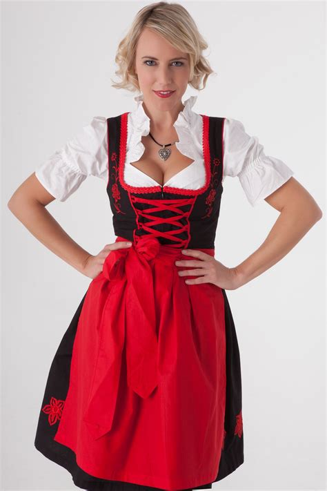 German Girls Oktoberfest Party Mona Dirndl Dress Red Embroidery Octoberfest Favorite Color