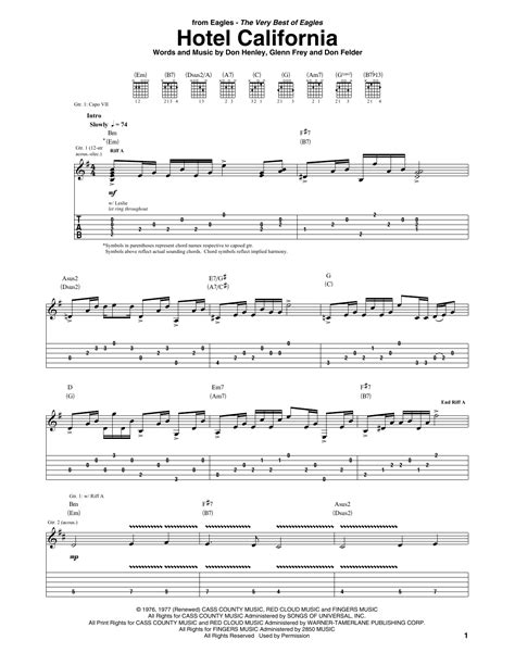 Hotel California By Eagles Guitar Tab Guitar Instructor