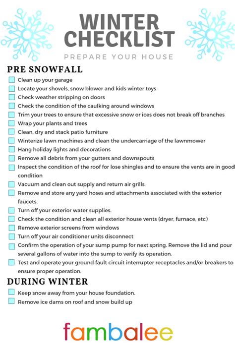 Checklist For Winter Home Maintenance Winter Cleaning Checklist Home