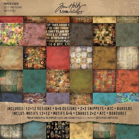 Tim Holtz Idealogy Paper Pad Lost And Found 12 By 12 Inch 36
