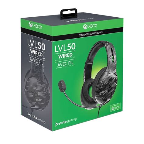 Pdp Xbox Lvl50 Wired Stereo Gaming Headset Black Camo Pc Xbox