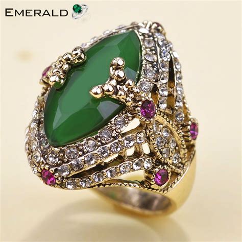 Gift Your Partner Gorgeous Emerald Ring Turkish Jewelry Pretty