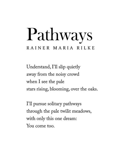 Pathways Rainer Maria Rilke Poem Literature Typography Print 1