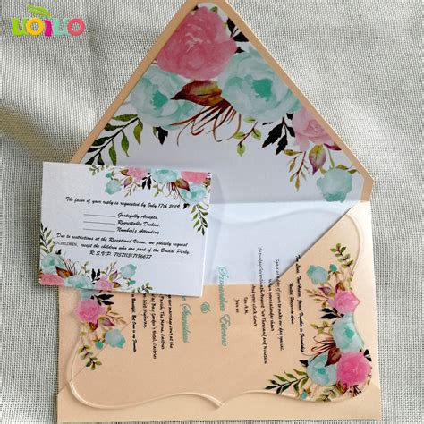 Custom Color And Content Flora Wedding Invitation Card