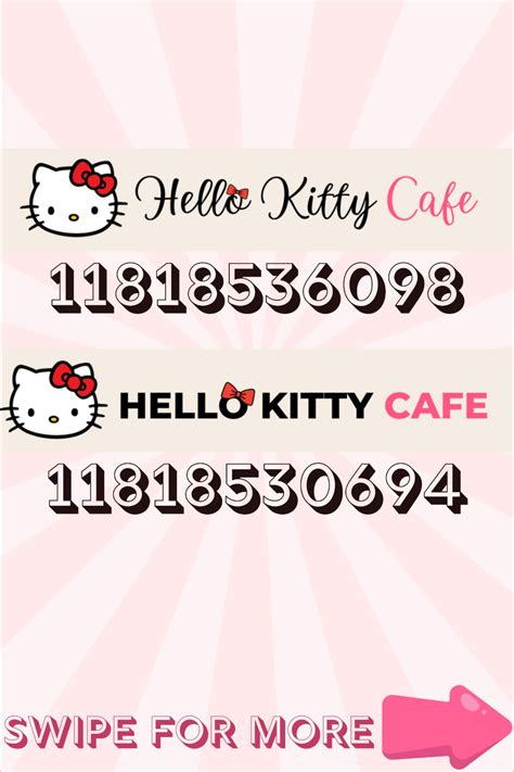 Hello Kitty Logo Signs And Cafe Menu Decals For Bloxburg On Roblox In