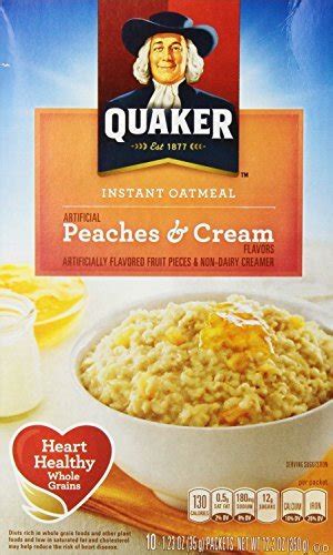 Quaker Instant Oatmeal Peaches And Cream 10 Packets Per Box 123 Oz