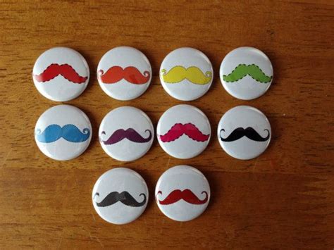 Mustache Buttons Pinback Button Set Of 10 Funny By Mybuttonmonster 5