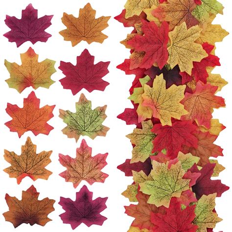 Decorative Assorted Fake Silk Autumn Maple Leaves Artificial Fall Leaf