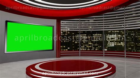 News TV Studio Set 55 Virtual Green Screen Background Loop Green