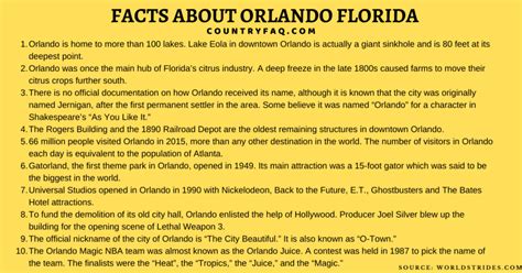 116 Interesting Fun Facts About Orlando Florida Usa Country Faq