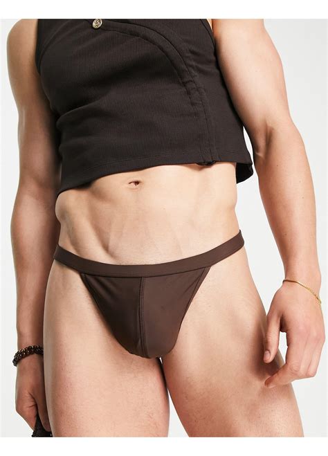 Asos Synthetic Swim Thong In Brown For Men Lyst Canada