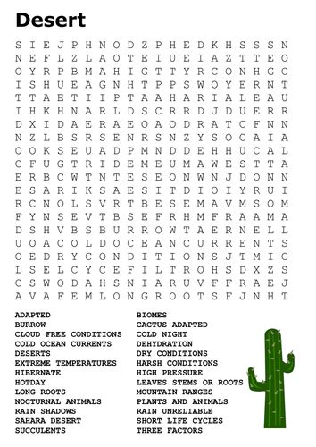 Desert Word Search By Sfy773 Teaching Resources Tes