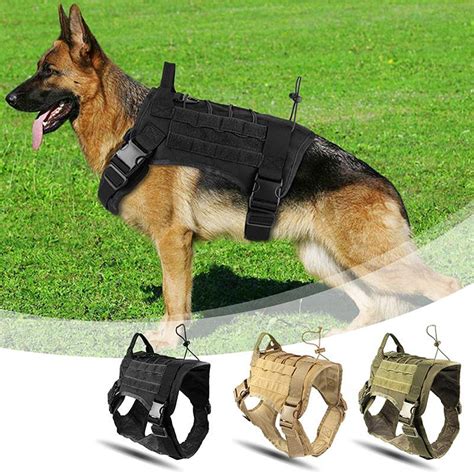 Get Military Tactical Dog Harness Working Dog Vest Nylon Bungee Leash